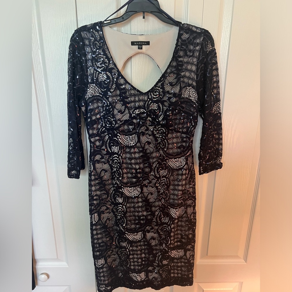 MARINA dress, size 6 blue, with bling.